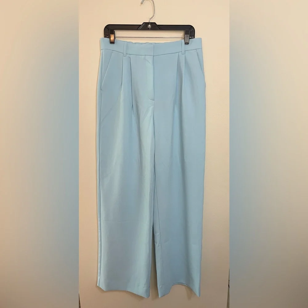 Abercrombie & Fitch Wide Leg Trousers in Bright Blue